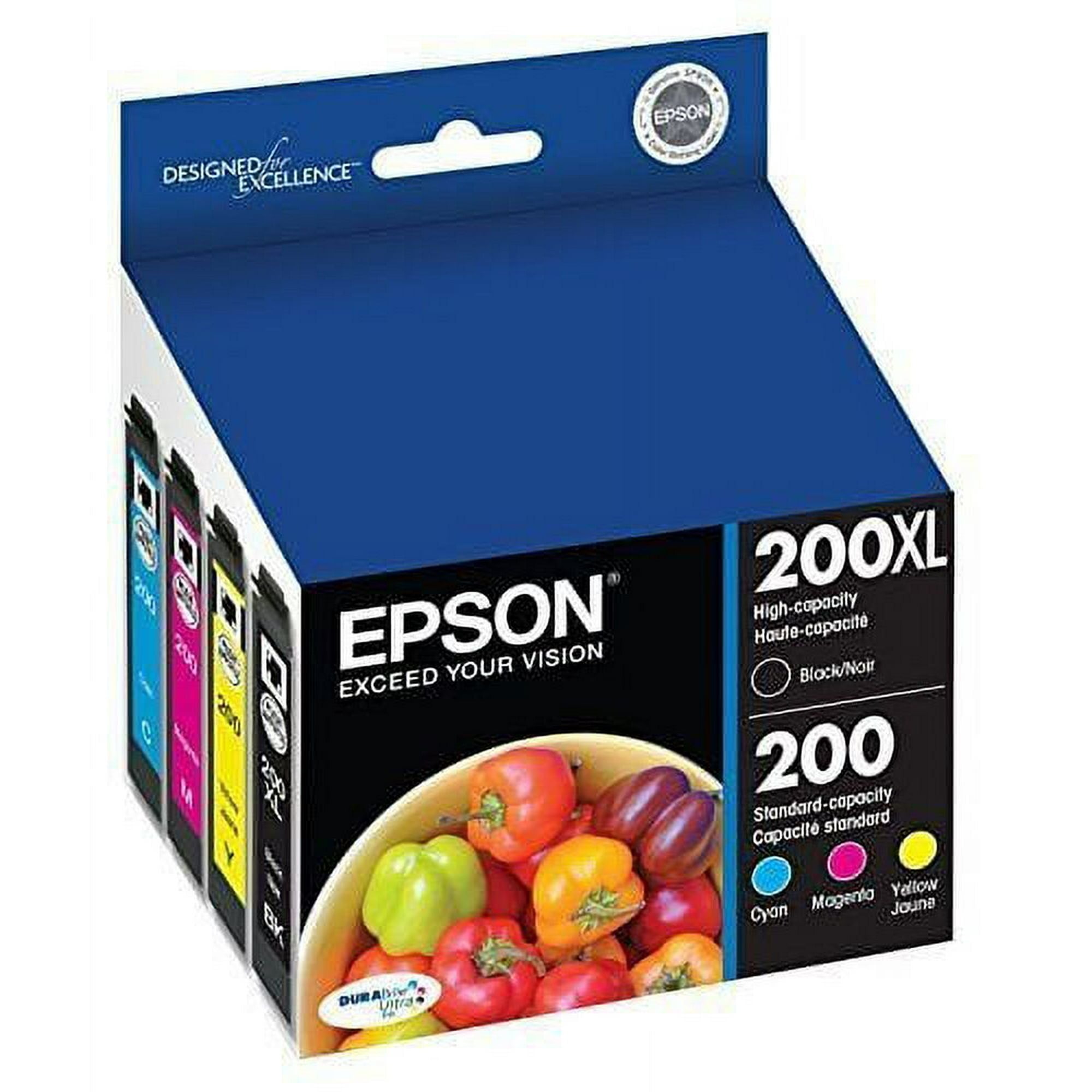 EPSON 200 DURABrite Ultra Ink High Capacity Black & Standard Color Cartridge Combo Pack (T200XL-BCS) Works with WorkForce WF-2520, WF-2530, WF-2540, Expression XP-200, XP-300, XP-310, XP-400, XP-410