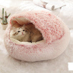 2 In 1 Dog And Cat Bed Pet Winter Bed Round Plush Warm Bed House Soft Long Plush Pets Bed Pi-Mart