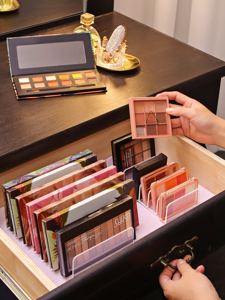 Eyeshadow Tray Storage Box Powder Cake Drawer Compartment Transparent Plastic Desktop Makeup Blush Cosmetics Storage Shelf Pi-Mart