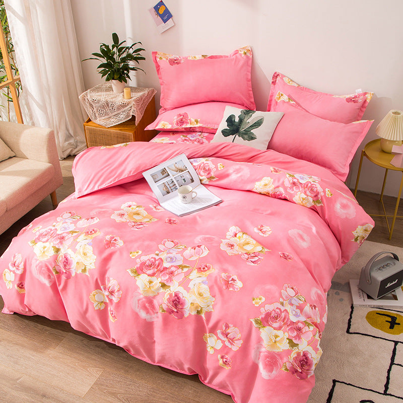 Household Brushed Bed Sheet And Duvet Cover Set Pi-Mart