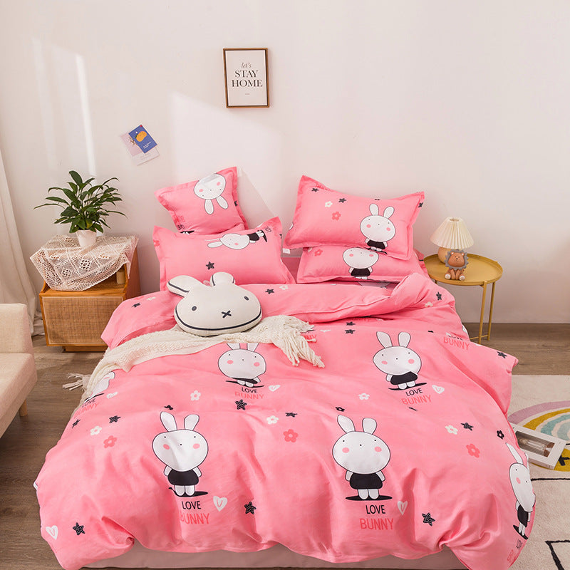 Household Brushed Bed Sheet And Duvet Cover Set Pi-Mart
