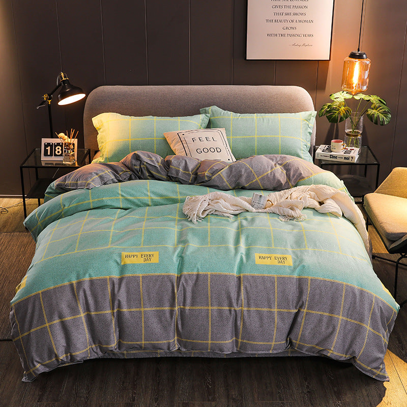 Household Brushed Bed Sheet And Duvet Cover Set Pi-Mart