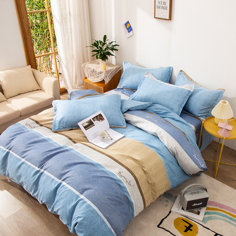 Household Brushed Bed Sheet And Duvet Cover Set Pi-Mart