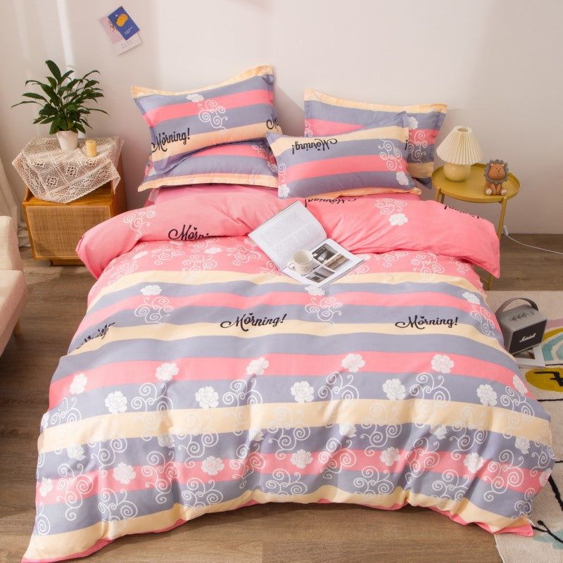 Household Brushed Bed Sheet And Duvet Cover Set Pi-Mart