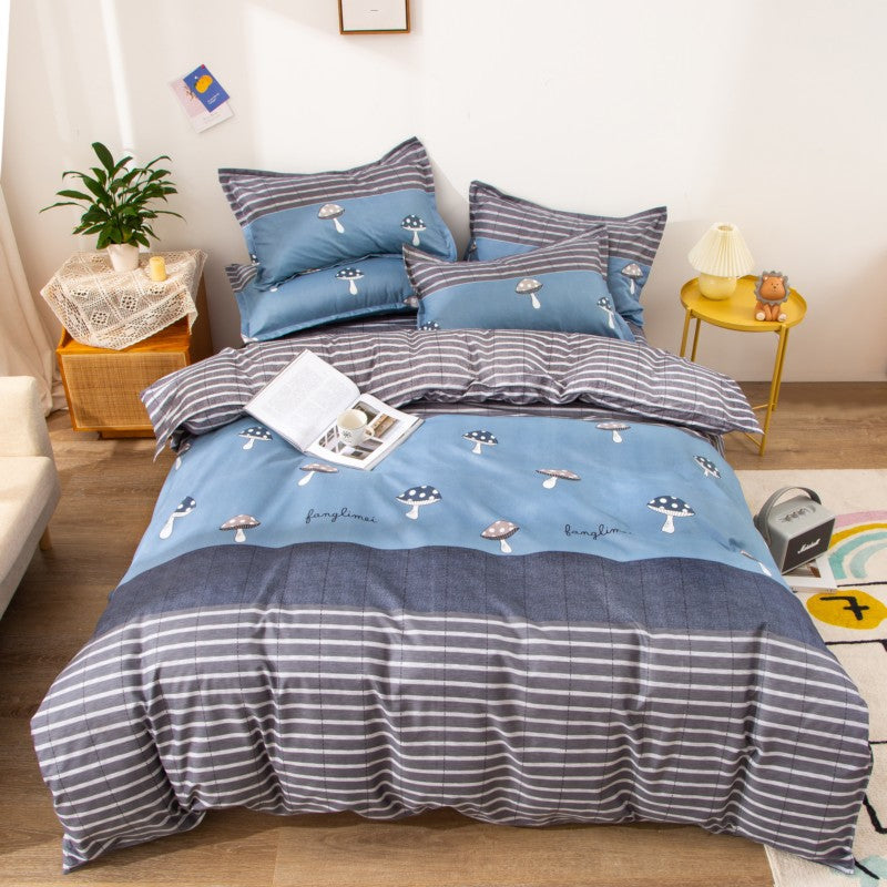 Household Brushed Bed Sheet And Duvet Cover Set Pi-Mart