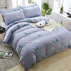 Household Brushed Bed Sheet And Duvet Cover Set Pi-Mart