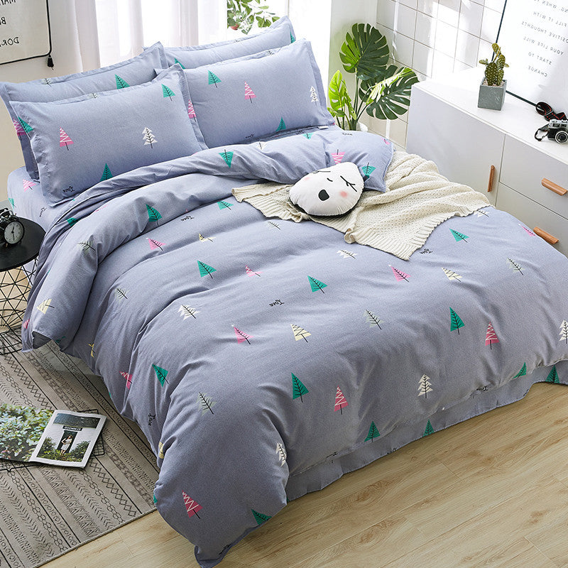 Household Brushed Bed Sheet And Duvet Cover Set Pi-Mart