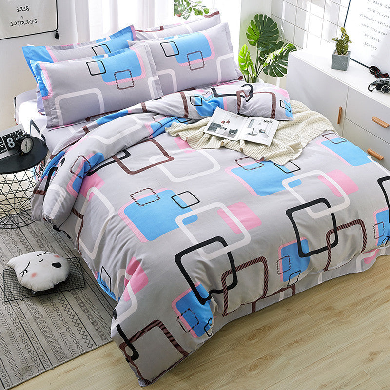 Household Brushed Bed Sheet And Duvet Cover Set Pi-Mart