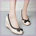 Shallow Mouth Round Toe Wedge Single Shoes Women Sweet Shoes Pi-Mart
