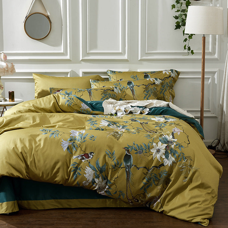 Satin Long-Staple Cotton Printing Four-Piece Digital Printing Quilt Cover Sheet Long-Staple Cotton Four-Piece Set Pi-Mart