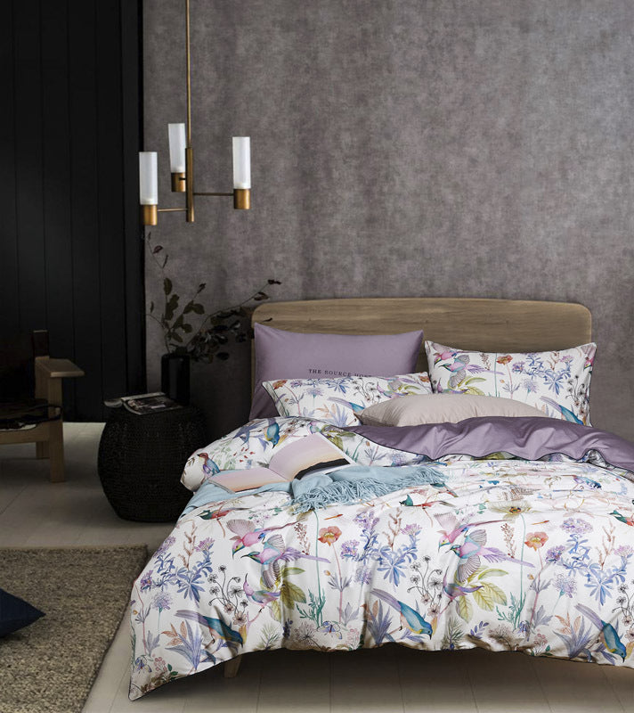 Satin Long-Staple Cotton Printing Four-Piece Digital Printing Quilt Cover Sheet Long-Staple Cotton Four-Piece Set Pi-Mart