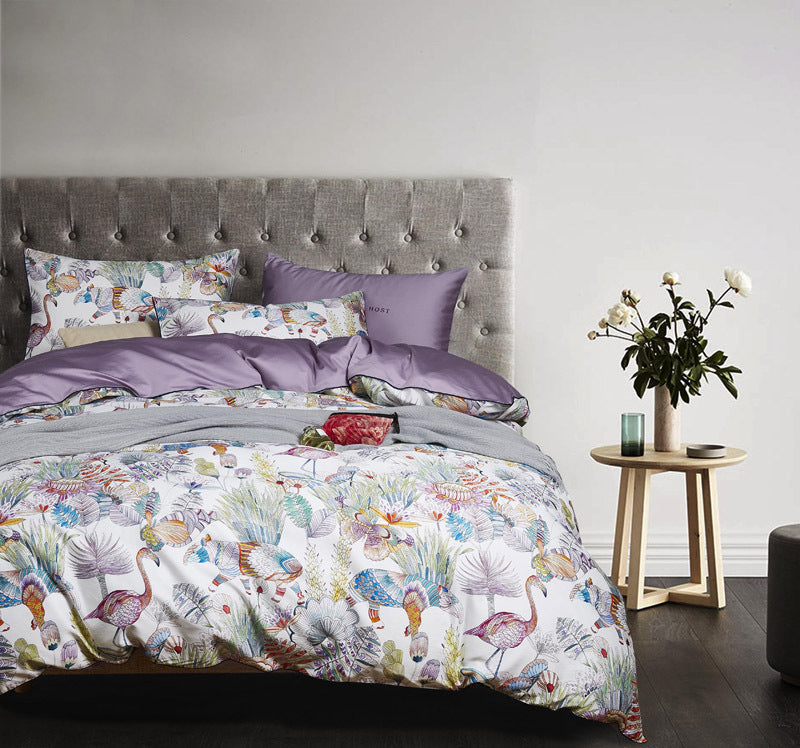 Satin Long-Staple Cotton Printing Four-Piece Digital Printing Quilt Cover Sheet Long-Staple Cotton Four-Piece Set Pi-Mart