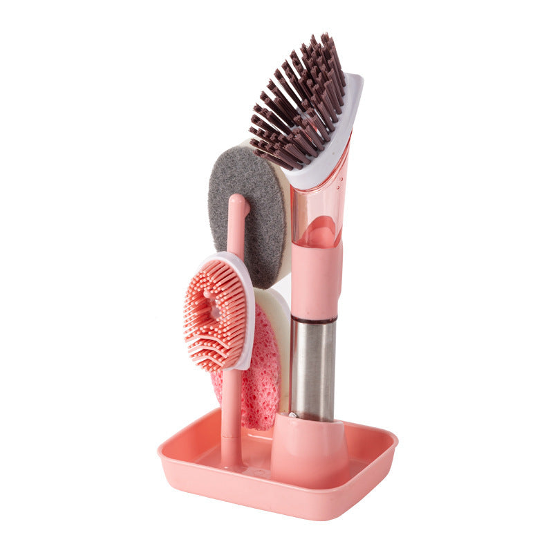 New Multifunctional Dish Brush Household Kitchen Oily Sponge Long Handle Cleaning Brush Pi-Mart