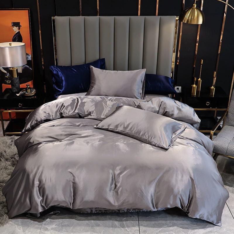 Three-Piece Set Of Imitation Silk Satin Bedding Home Textile Quilt Cover And Pillowcase Pi-Mart