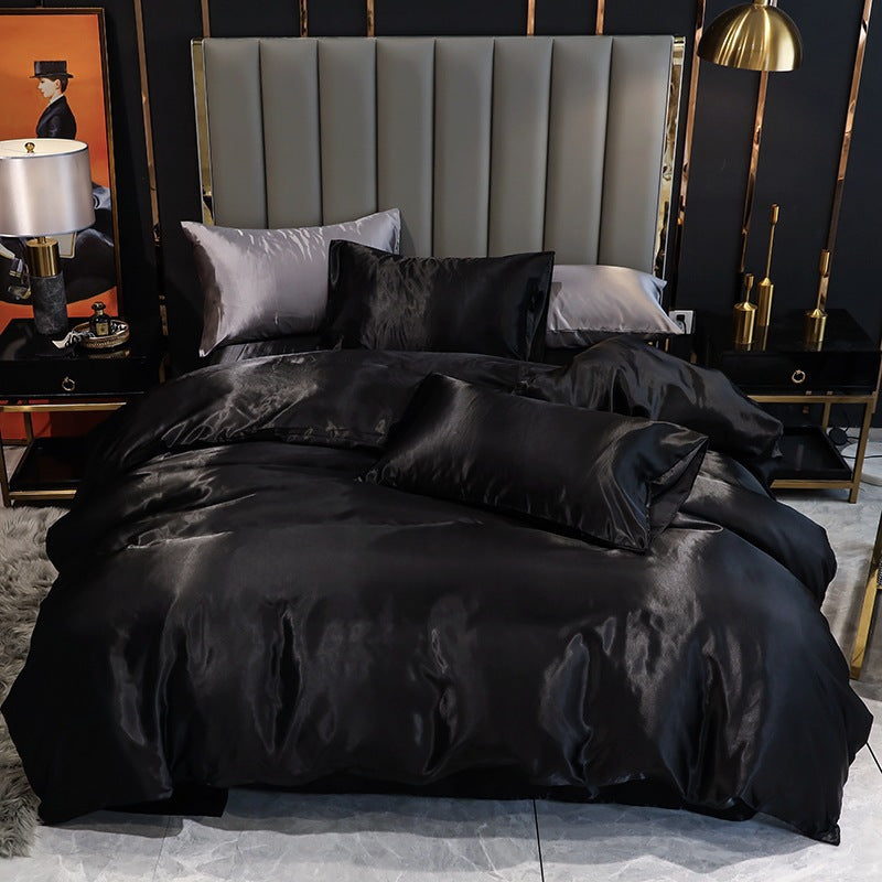 Three-Piece Set Of Imitation Silk Satin Bedding Home Textile Quilt Cover And Pillowcase Pi-Mart