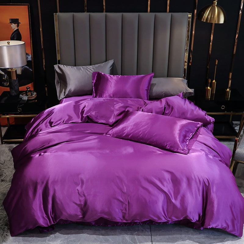 Three-Piece Set Of Imitation Silk Satin Bedding Home Textile Quilt Cover And Pillowcase Pi-Mart