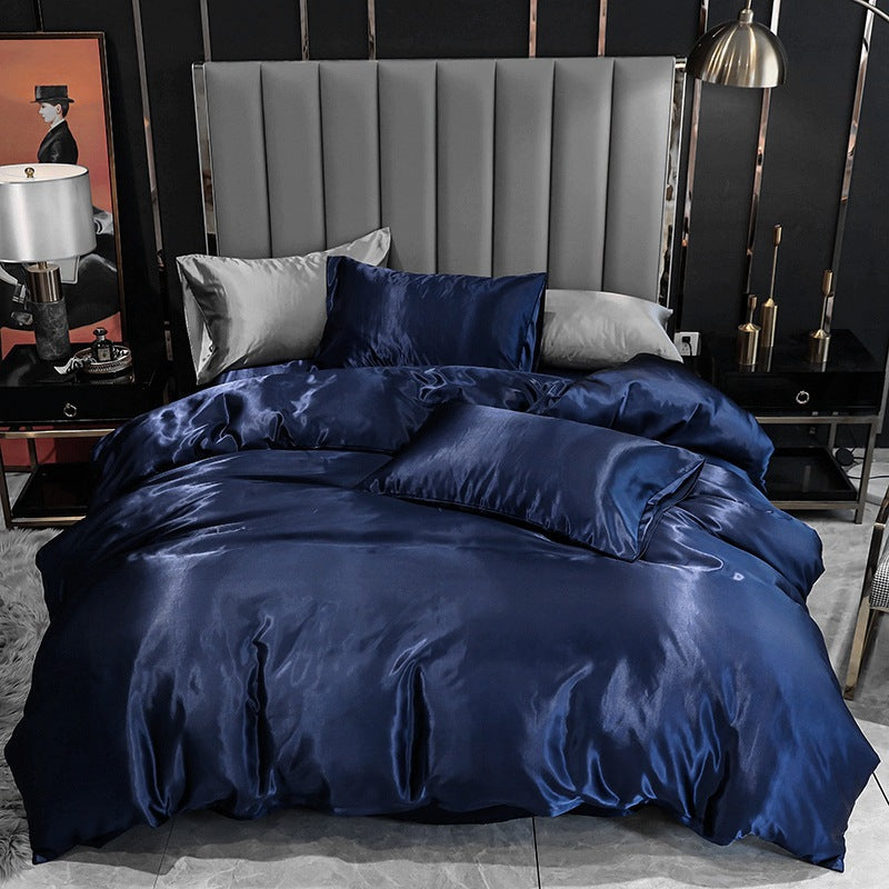 Three-Piece Set Of Imitation Silk Satin Bedding Home Textile Quilt Cover And Pillowcase Pi-Mart