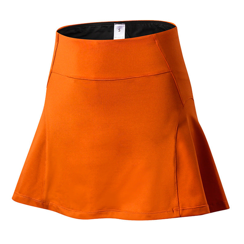 Women'S High-Waist Sports Skirt Pants Yoga Fitness Tennis Skirt Lining Anti-Light Running Quick-Drying Short Skirt