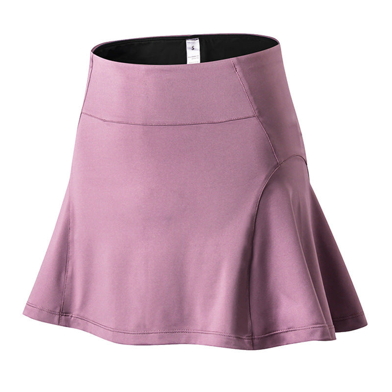 Women'S High-Waist Sports Skirt Pants Yoga Fitness Tennis Skirt Lining Anti-Light Running Quick-Drying Short Skirt