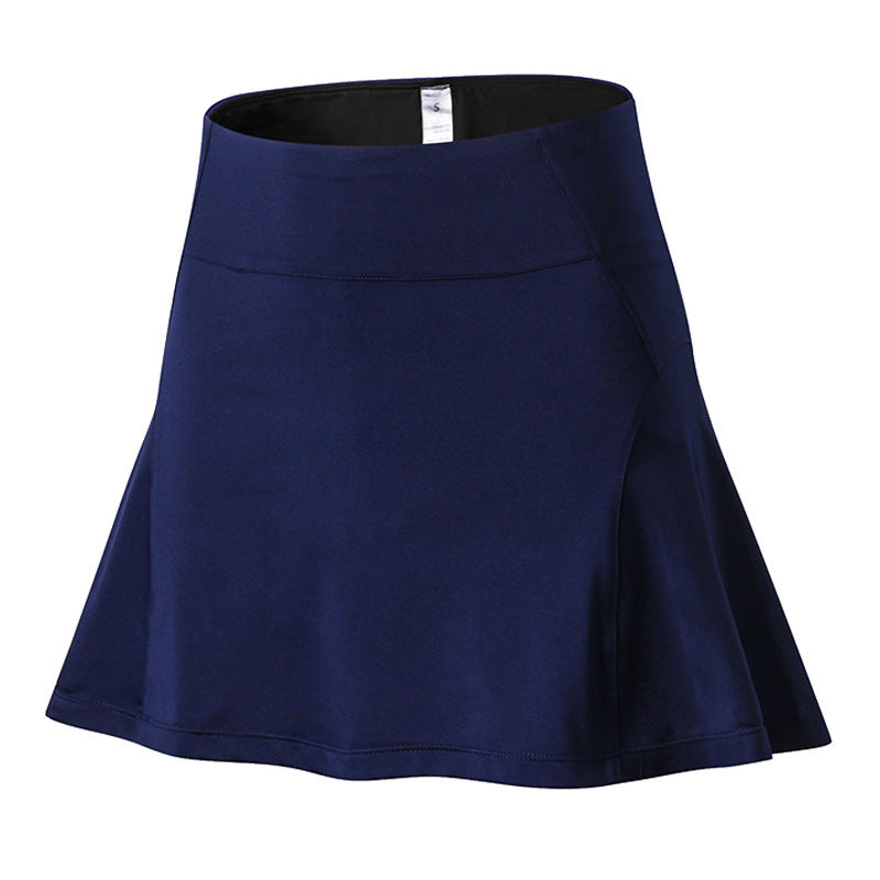 Women'S High-Waist Sports Skirt Pants Yoga Fitness Tennis Skirt Lining Anti-Light Running Quick-Drying Short Skirt