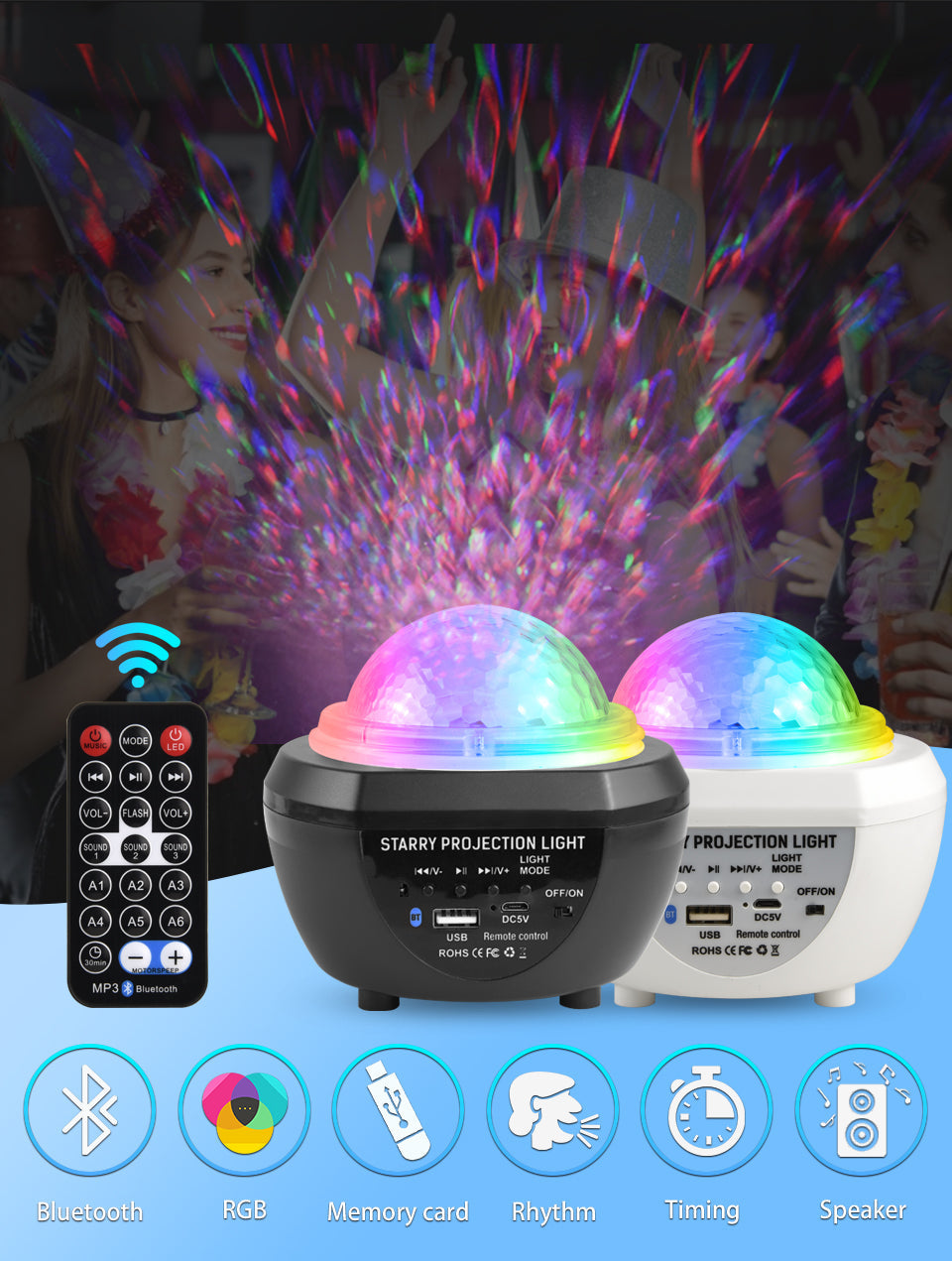 Led Starry Sky Light Rotating Romantic Laser Projection Lamp Pi-Mart
