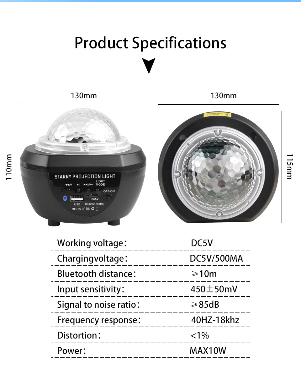 Led Starry Sky Light Rotating Romantic Laser Projection Lamp Pi-Mart