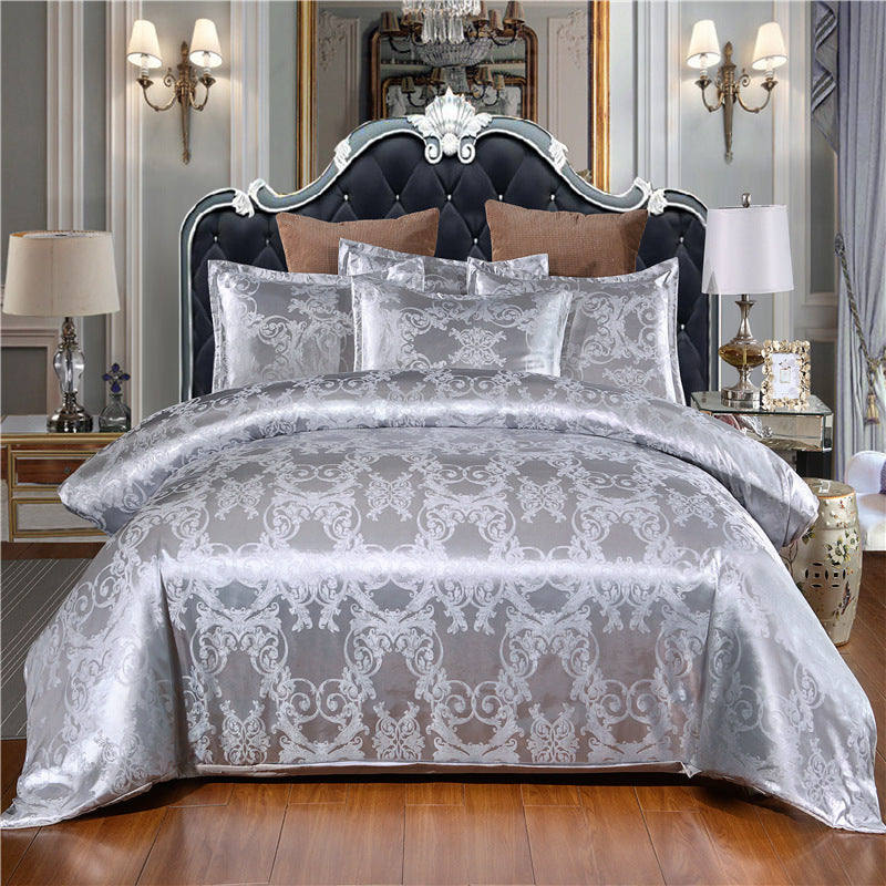 European Style Satin Jacquard Bedding Set  Quilt Cover And Pillowcase Pi-Mart