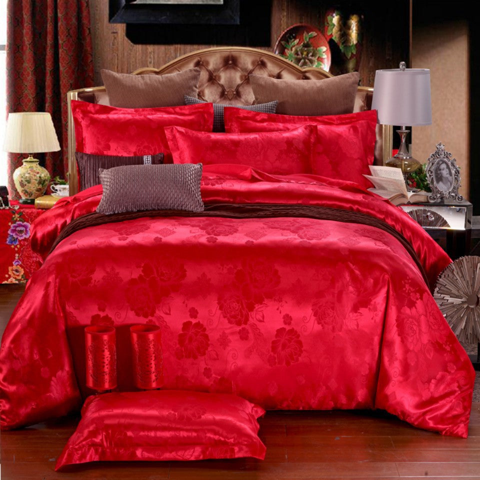 European Style Satin Jacquard Bedding Set  Quilt Cover And Pillowcase Pi-Mart