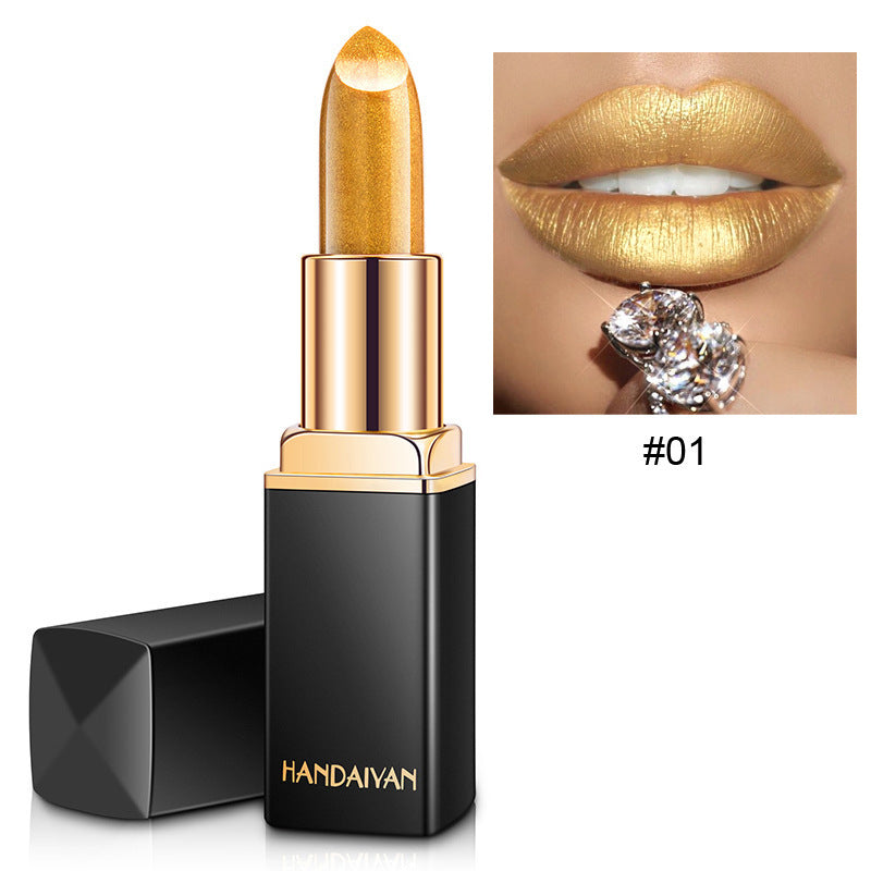 Shiny Metallic Lipstick Pearlescent Color Temperature Change Lipstick Gilt Lipstick Pi-Mart