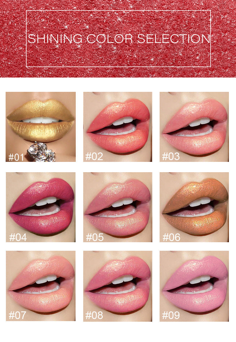 Shiny Metallic Lipstick Pearlescent Color Temperature Change Lipstick Gilt Lipstick Pi-Mart