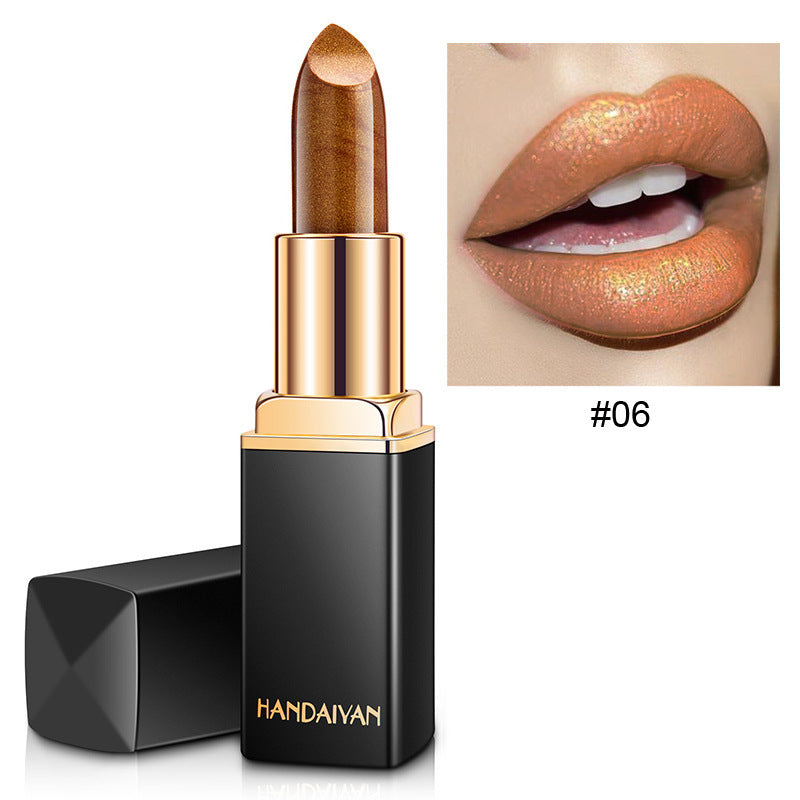 Shiny Metallic Lipstick Pearlescent Color Temperature Change Lipstick Gilt Lipstick Pi-Mart