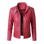 New Women's Leather Jackets Plus Velvet Jackets Fashion PU Ladies Leather Jackets Pi-Mart