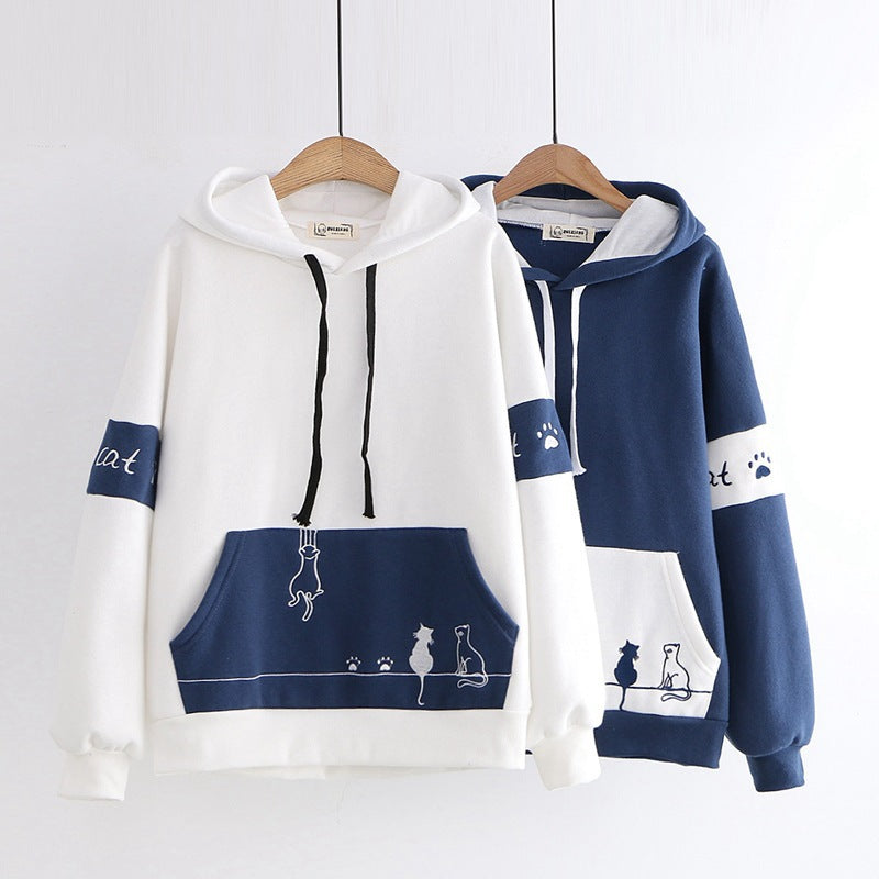 Sweater Girl Student Autumn And Winter Girl Plus Fleece Jacket College Style Pi-Mart