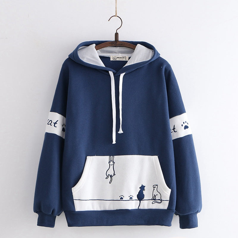Sweater Girl Student Autumn And Winter Girl Plus Fleece Jacket College Style Pi-Mart
