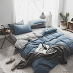 Washed Cotton Two-Piece College Student Four-Piece Set Of Nordic Pure Pigment Color Bedding, Simple Bed Linen, Quilt Cover, Quilt Cover Pi-Mart