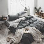 Washed Cotton Two-Piece College Student Four-Piece Set Of Nordic Pure Pigment Color Bedding, Simple Bed Linen, Quilt Cover, Quilt Cover Pi-Mart