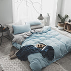 Washed Cotton Two-Piece College Student Four-Piece Set Of Nordic Pure Pigment Color Bedding, Simple Bed Linen, Quilt Cover, Quilt Cover Pi-Mart