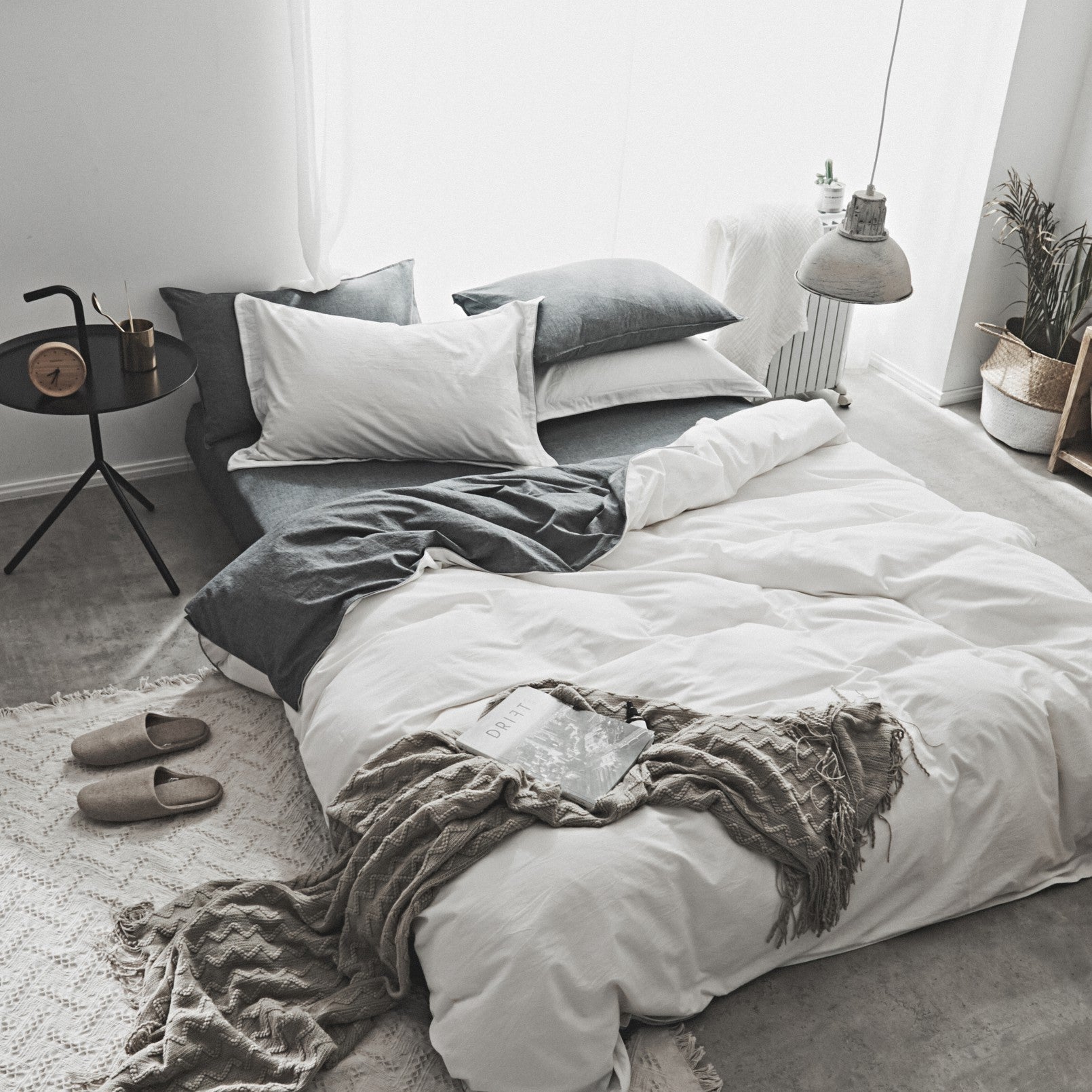Washed Cotton Two-Piece College Student Four-Piece Set Of Nordic Pure Pigment Color Bedding, Simple Bed Linen, Quilt Cover, Quilt Cover Pi-Mart