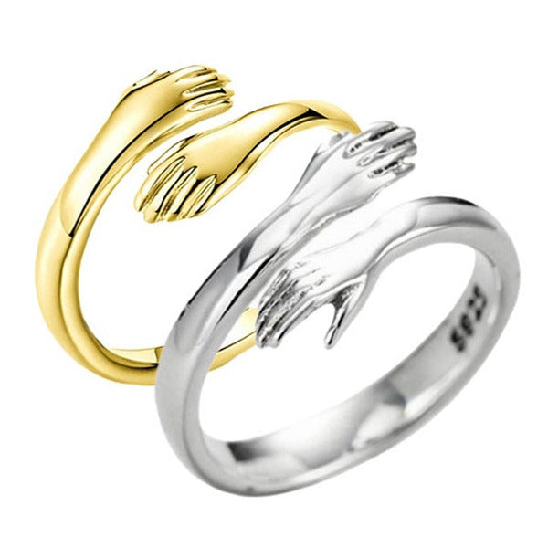 Alloy Simple Hands Hug Ring Opening Adjustable Jewelry Pi-Mart