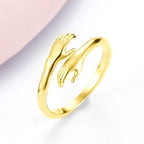 Alloy Simple Hands Hug Ring Opening Adjustable Jewelry Pi-Mart
