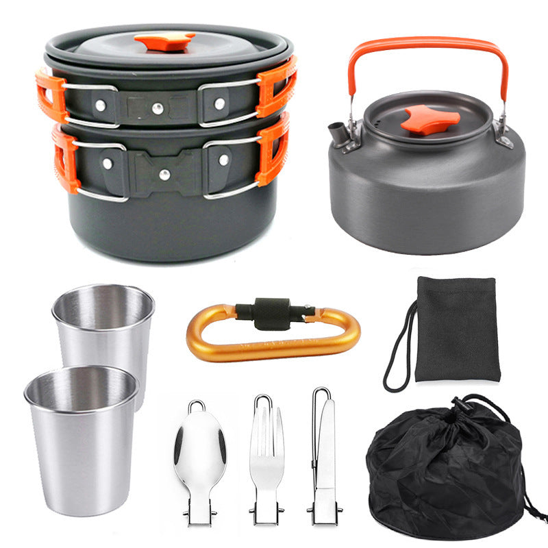 Outdoor Portable Cookware Mess Kit Camping Hiking Picnic Pi-Mart