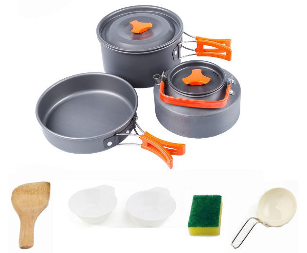 Outdoor Portable Cookware Mess Kit Camping Hiking Picnic Pi-Mart