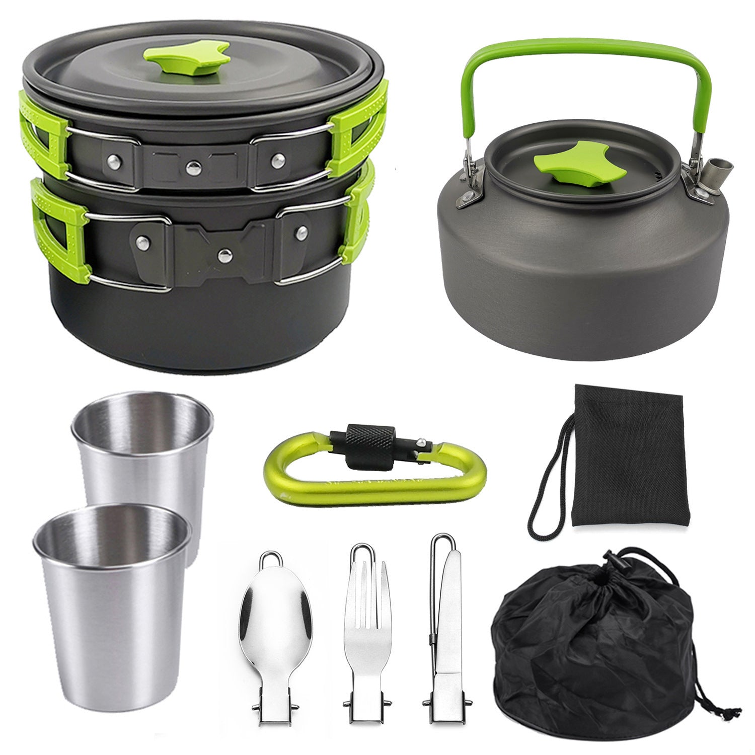 Outdoor Portable Cookware Mess Kit Camping Hiking Picnic Pi-Mart
