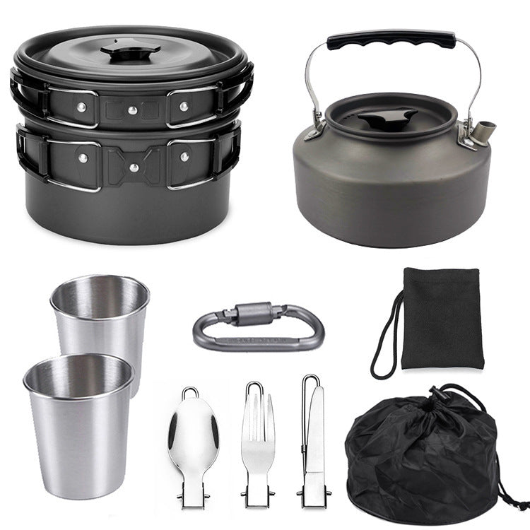 Outdoor Portable Cookware Mess Kit Camping Hiking Picnic Pi-Mart