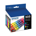 Epson T222120BCS (T222) Claria Ink, 165 Page-Yield, Black/Cyan/Magenta/Yellow