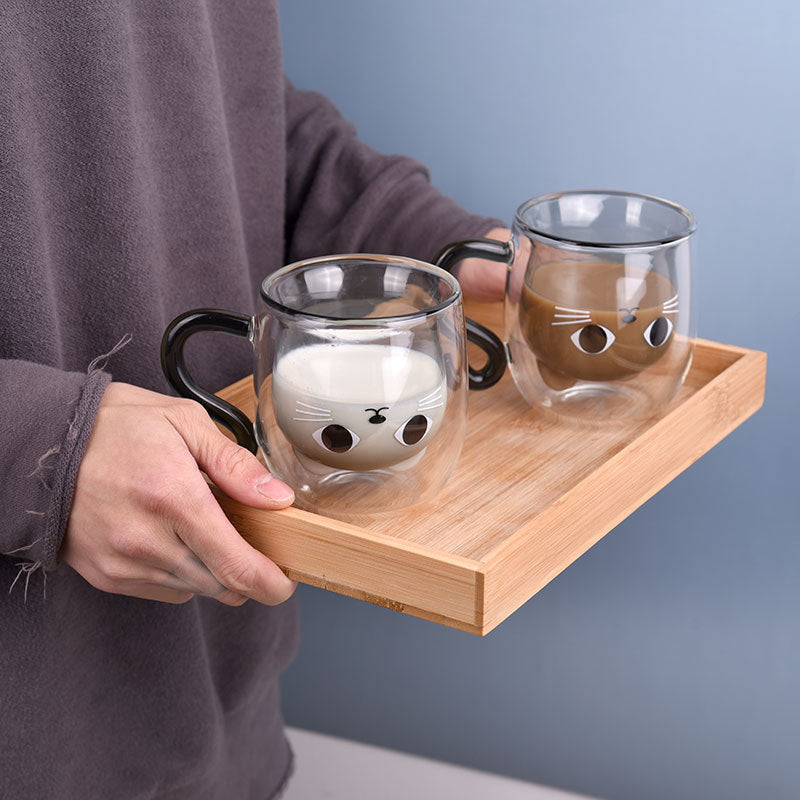 Creative Cat Cup Cartoon Water Cup cCat Cute Creative Coffee Cup Casual Cup Couple Gass Cat Paw Cup Pi-Mart