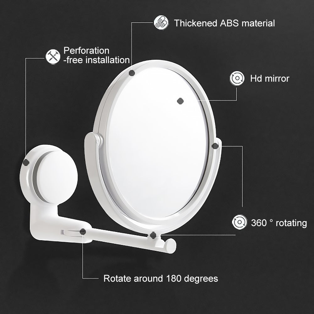 Punch-Free Wall Hanging Rotating Makeup Mirror Pi-Mart