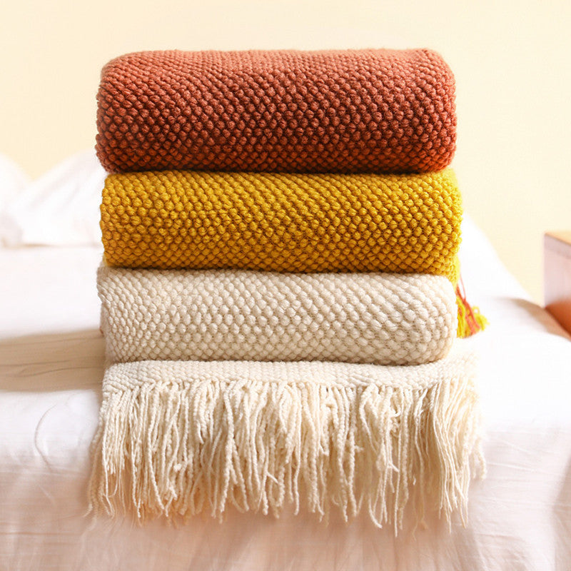 Sofa Blankets, Blankets, Blankets, Pineapple Grid Knitted Blankets Pi-Mart