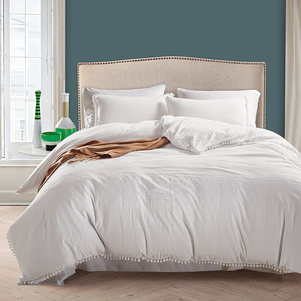 Home Textile Three-piece Duvet Cover Bedding Solid Color Duvet Cover Kit Pi-Mart