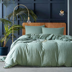 Home Textile Three-piece Duvet Cover Bedding Solid Color Duvet Cover Kit Pi-Mart